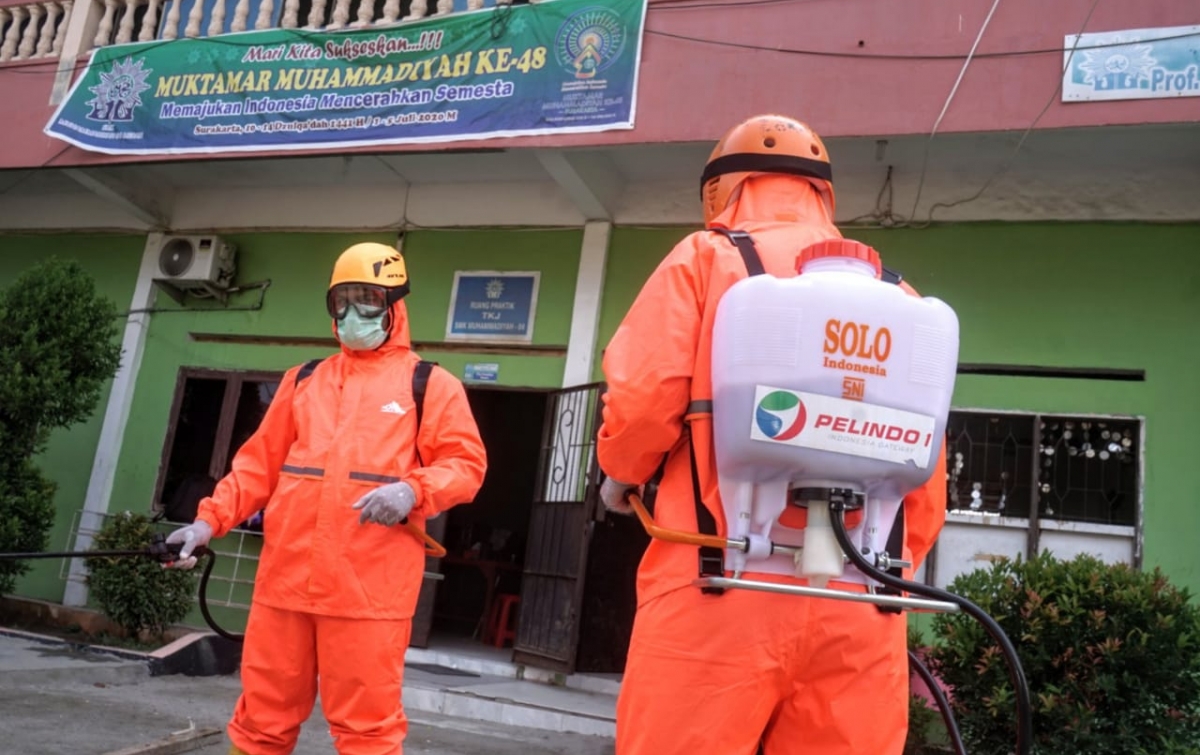 Cegah Covid-19, Pelindo I Semprot Disinfektan di Sejumlah Area Publik