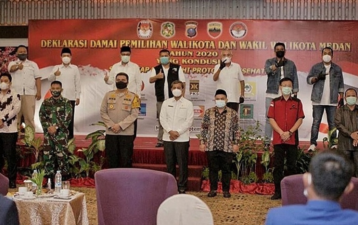 Paslon Pilwalkot Medan Ikuti Deklarasi Damai Pilkada 2020