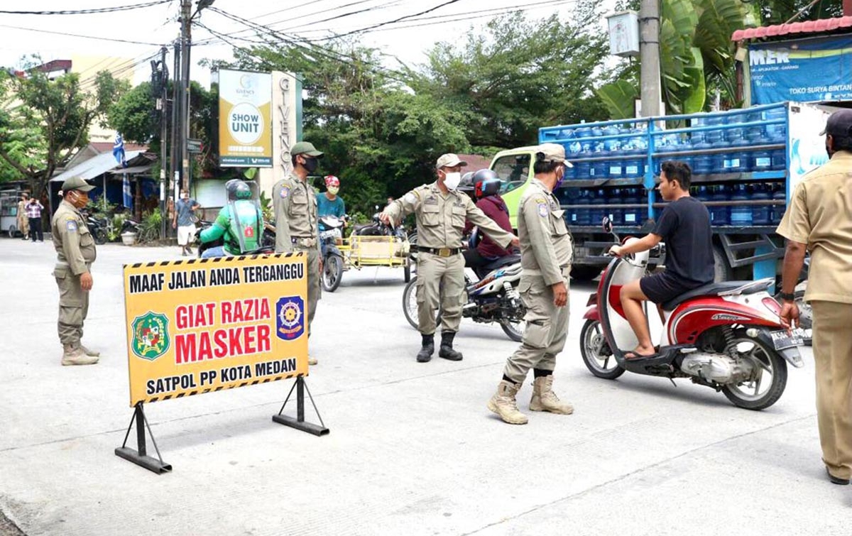 59 Warga Terjaring Razia Masker di Medan Helvetia