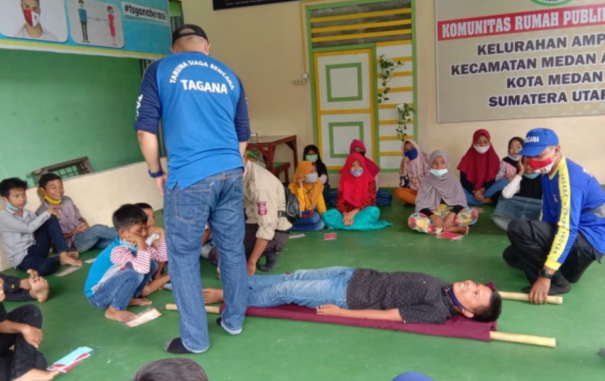 Tagana Dinsos Sumut Berikan Edukasi Kebencanaan di Tengah Covid-19