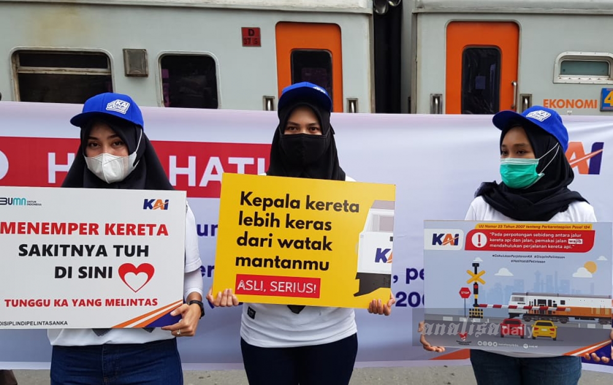 KAI Sumut Terus Sosialisasi Disiplin Berlalu Lintas di Perlintasan Sebidang