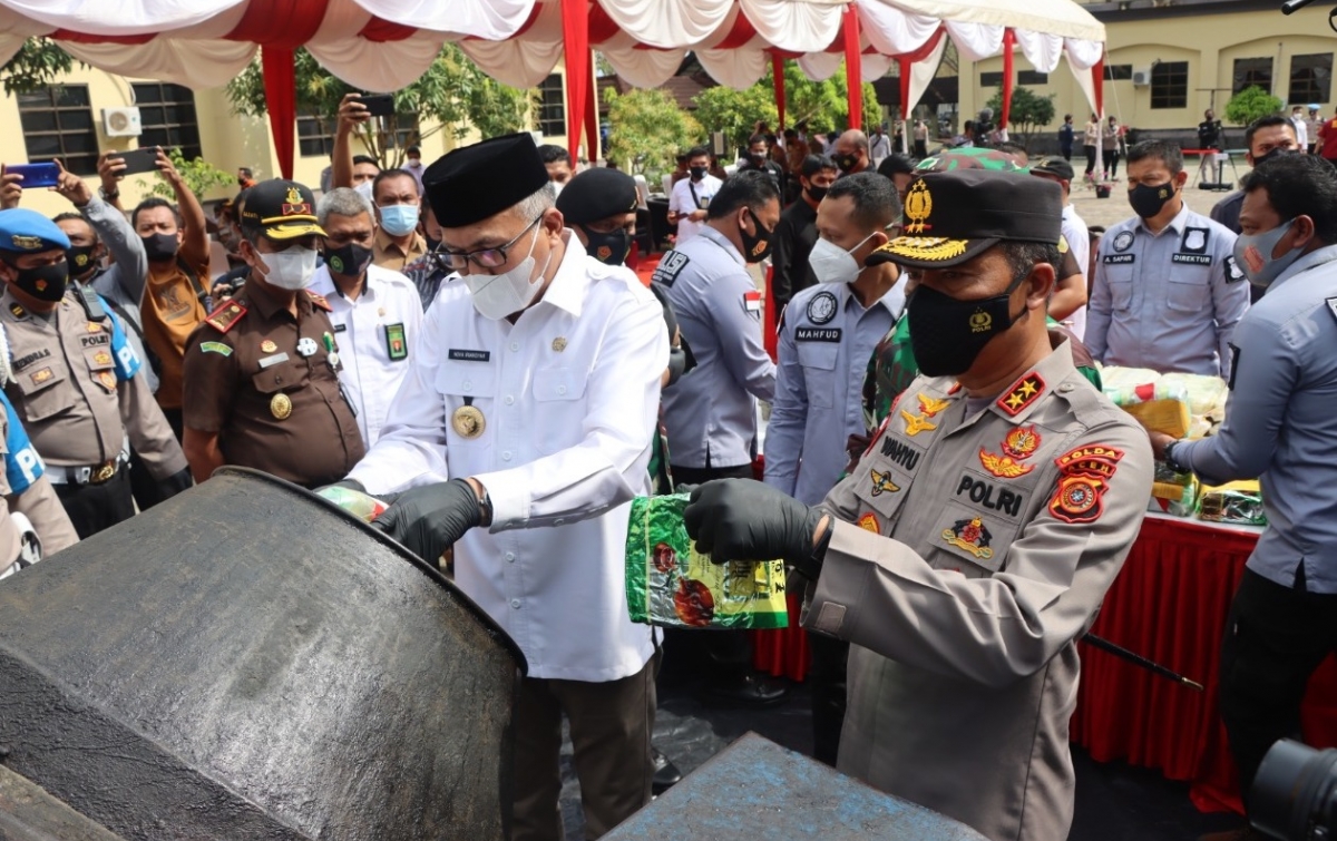 Polda Aceh Musnahkan Barang Bukti 404,9 Kg Sabu