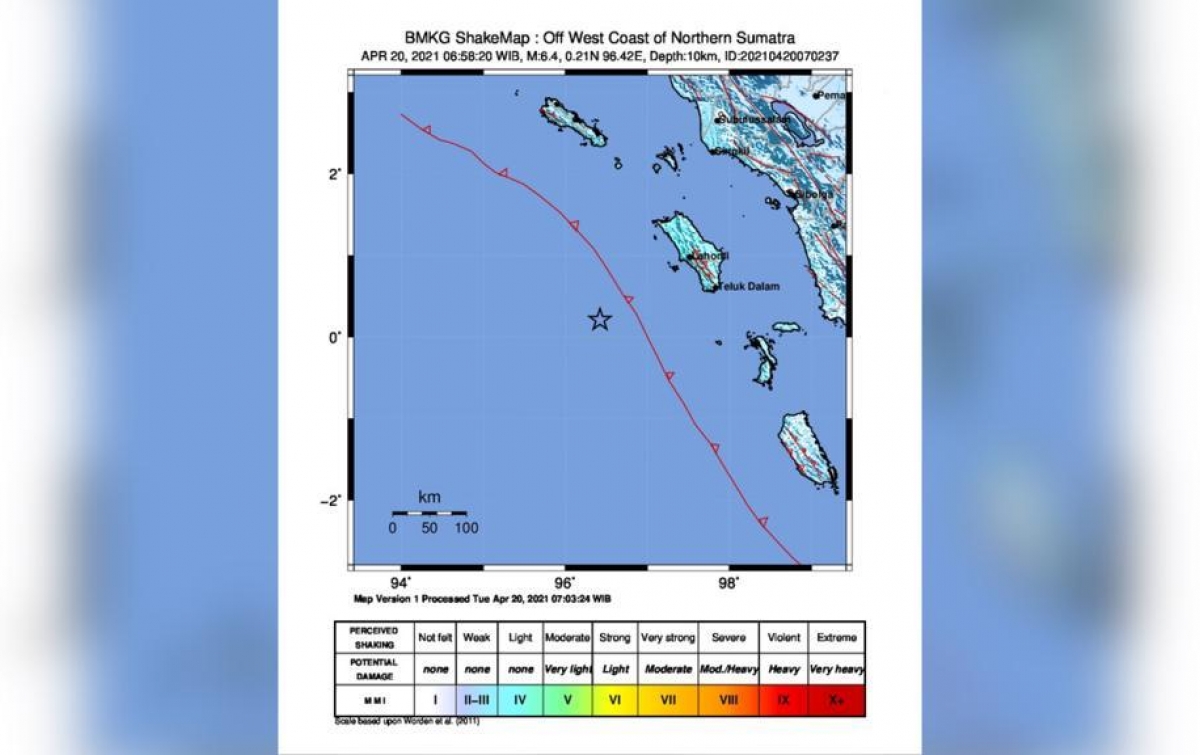 Gempa Magnitudo 6,4 Terjadi di Nias Barat
