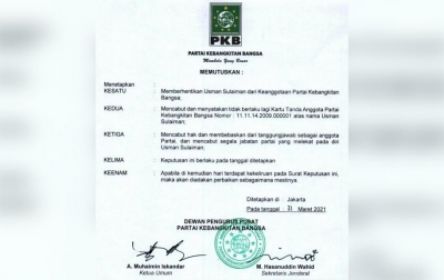 Ketua PKB Bireuen Usman Sulaiman Dipecat dan di-PAW dari Anggota DPRK