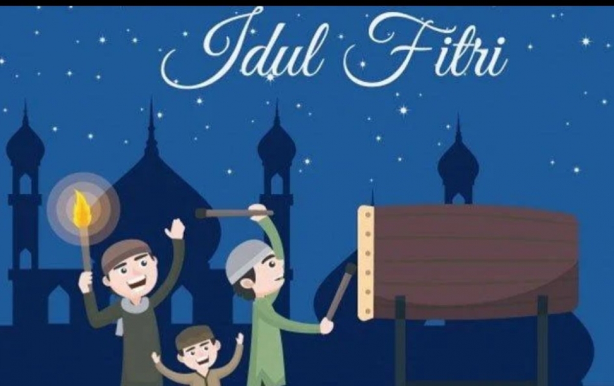 Takbiran : Foto Udara: Semarak Malam Takbiran Menyambut Idul Fitri di