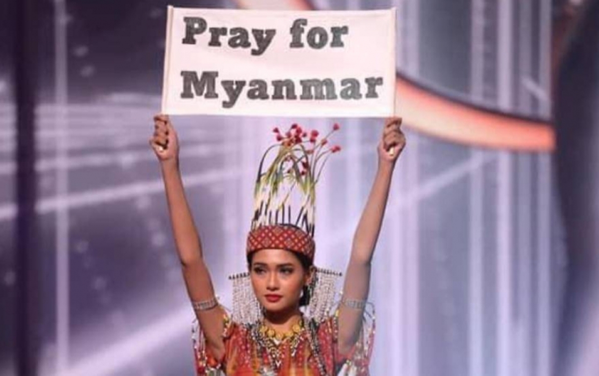 Kontestan Miss Universe: Pray for Myanmar