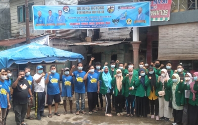KNPI Gotongroyong Bersama Warga Maimun dan Mahasiswa UIN Sumut