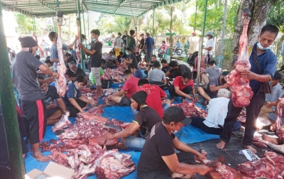 Jemaah Masjid Nurussalam Sembelih 16 Hewan Kurban