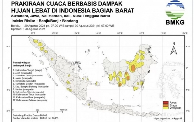 BMKG: Sejumlah Wilayah Indonesia Hadapi Potensi Hujan Lebat, Risiko Banjir