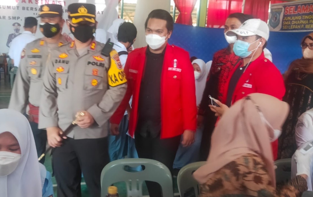 Polres Langkat Vaksinasi Covid-19 Pelajar Yayasan Dharma Patra