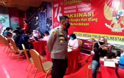 Polsek Medan Timur Laksanakan Vaksinasi Merdeka Dosis II