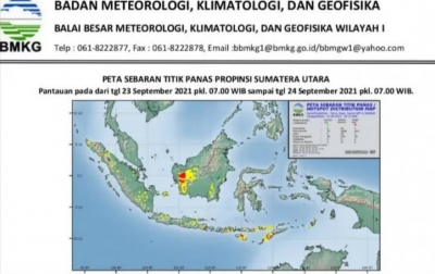Muncul 18 Titik Panas di Sumatera Utara