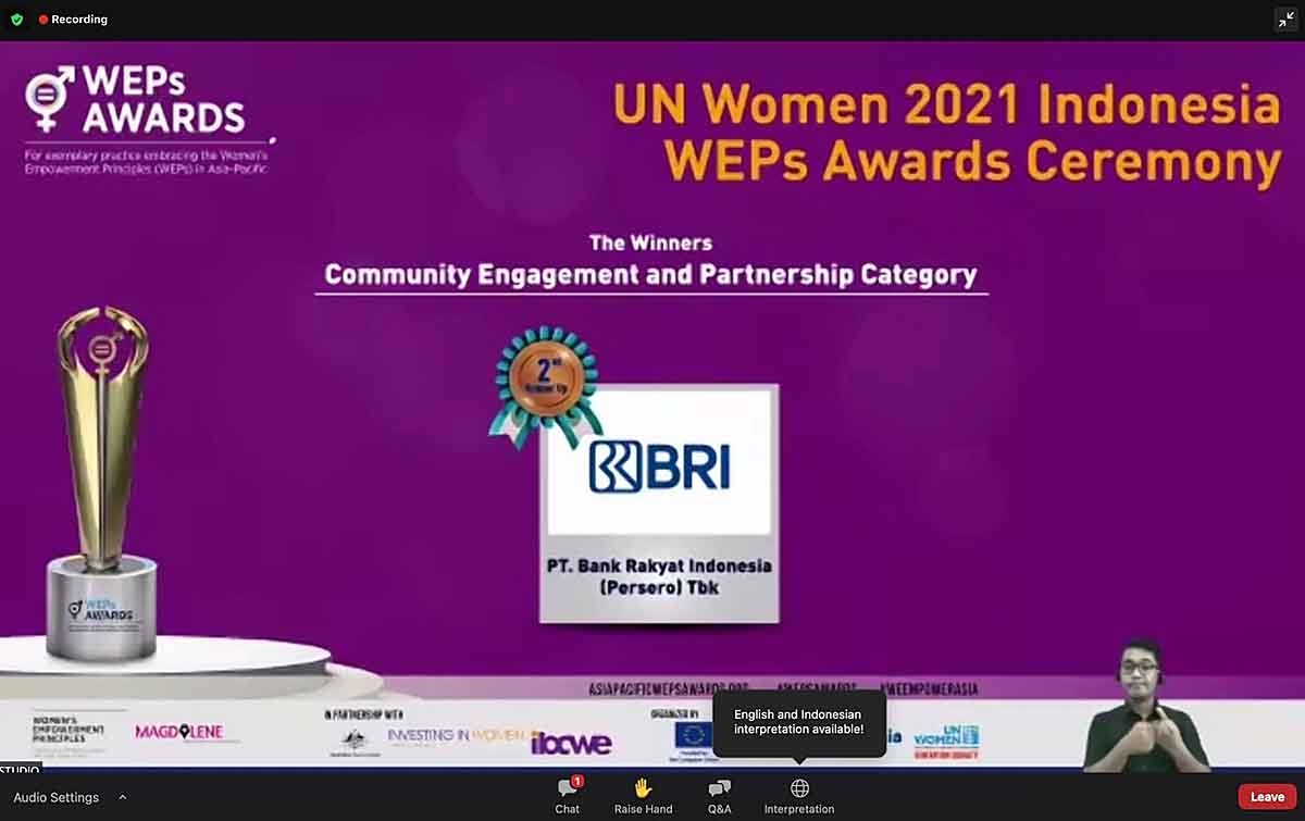BRI Raih Penghargaan UN Women 2021: Community Engagement & Partnership