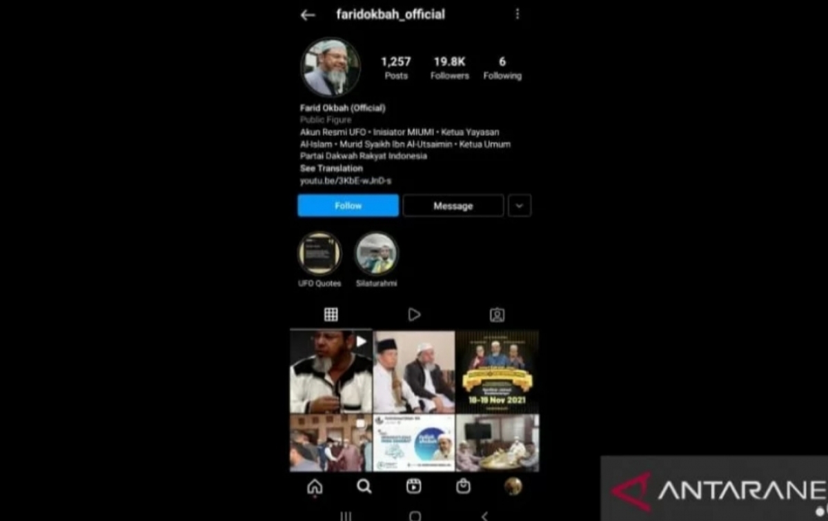 Densus Pastikan Akun Medsos Farid Okbah Dikelola Admin
