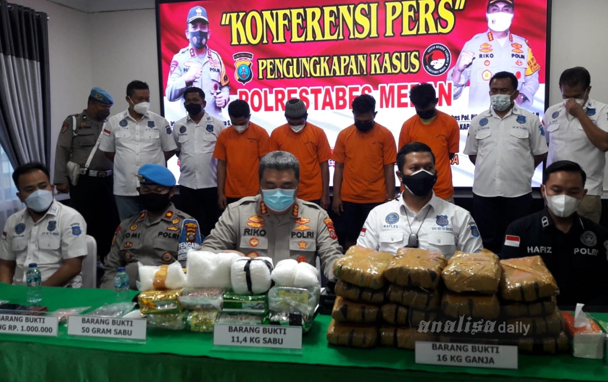 Polrestabes Medan Gagalkan Peredaran 11,4 Kg Sabu dan 15 Kg Ganja Kering