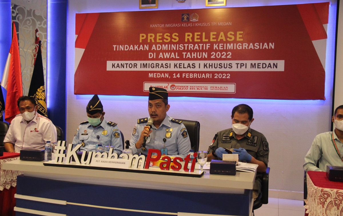 Kanimsus Medan Laksanakan Berbagai Tindakan Administratif Keimigrasian di Awal 2022