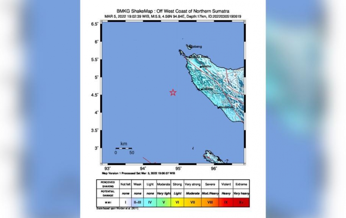 Gempa Magnitudo 5,9 di Aceh Jaya, Tidak Berpotensi Tsunami