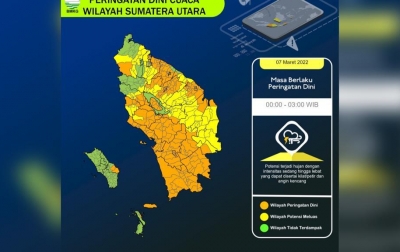 Prakiraan Cuaca Sumut: Pagi Berawan, Siang dan Malam Berpotensi Hujan 