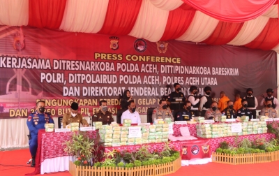 Polda Aceh Gagalkan Peredaran 189 Kg Sabu dan 38.850 Butir Ekstasi