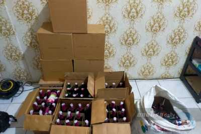 Jelang Ramadan, Polsek Perbaungan Razia Organ Tunggal dan Sita Ratusan Botol Miras
