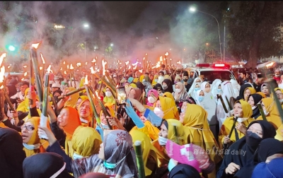 Ribuan Umat Islam di Medan Gelar Pawai Obor Sambut Ramadan
