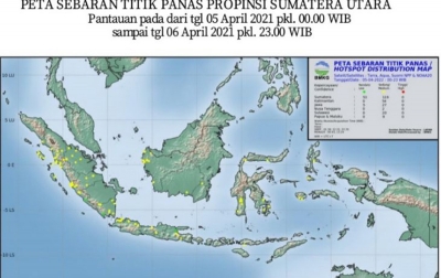 15 Titik Panas Terpantau di Sumatera Utara