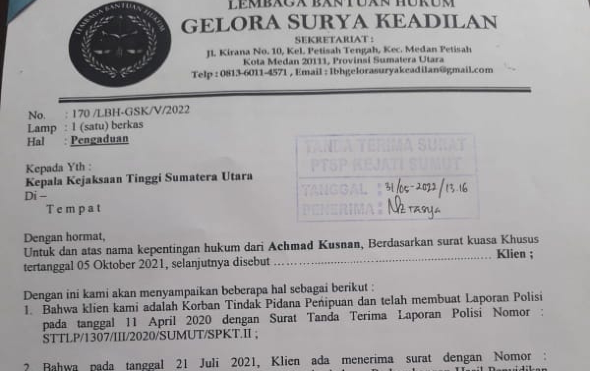 Achmad Kusnan Surati Kajati Sumut