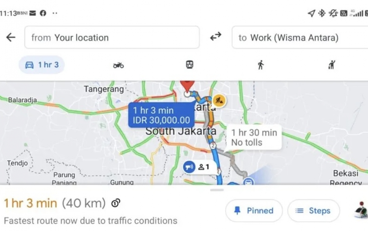 Google Maps Hadirkan Fitur Estimasi Tarif Jalan Tol