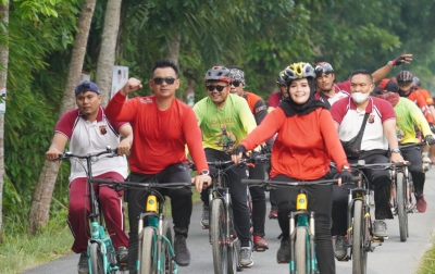 Sambut HUT Bhayangkara, Polres Langkat Gelar Fun Bike 