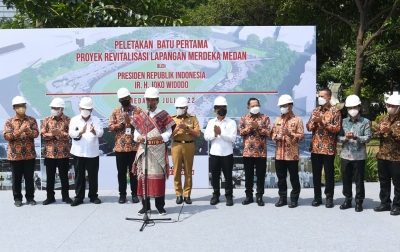 Jokowi Resmikan Revitalisasi Lapangan Merdeka Medan