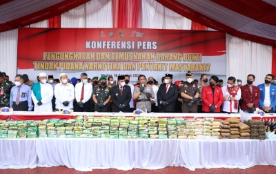 Ratusan Kilo Narkoba Dimusnahkan, Panca: Komitmen Berantas Narkotika dan Pekat