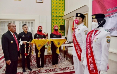 Pesan Edy Rahmayadi ke Paskibraka Asal Sumut Mario dan Marfa: Terus Belajar dan Berlatih