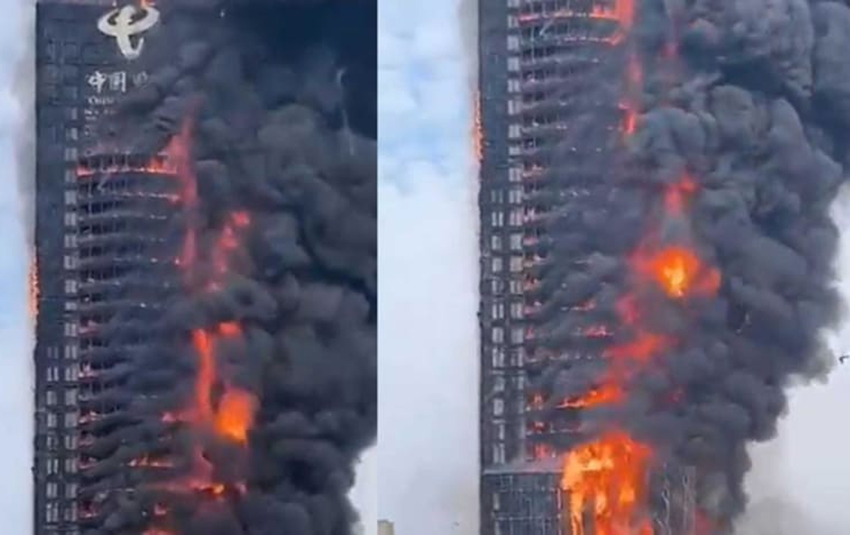 Api Melalap Menara Perkantoran di Kota Changsha