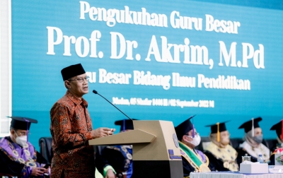 Dihadiri Ketum PP Muhammadiyah, UMSU Kukuhkan Prof Akrim Jadi Guru Besar Ilmu Pendidikan