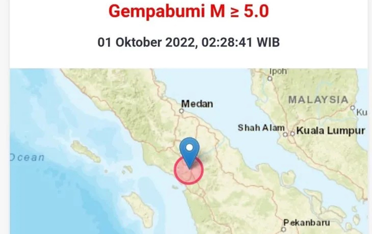 Gempa di Tapanuli Utara Akibat Aktivitas Sesar Besar Sumatra Segmen Renun