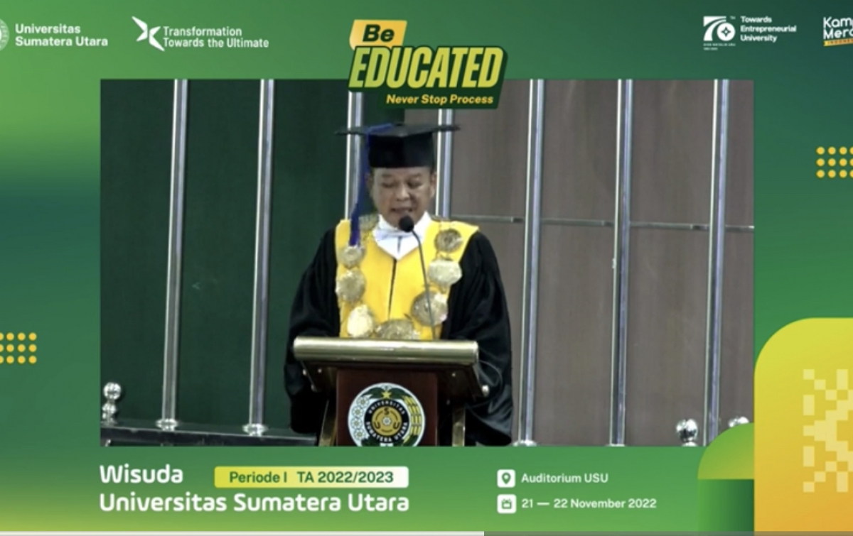 Usung Tema Be EDUCATED: Never Stop Process, Rektor USU Lantik 2.232 Wisudawan