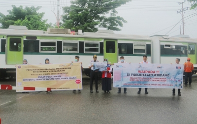 Tingkatkan Keselamatan, KAI Divre II Sumbar Sosialisasi di Perlintasan Sebidang