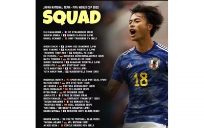 Piala Dunia 2022, Jepang Tim Pertama Umumkan Skuad