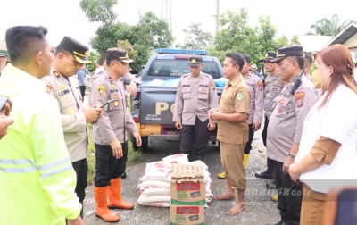 Polres Sergai Beri Bantuan untuk Warga Terdampak Banjir di Teluk Mengkudu
