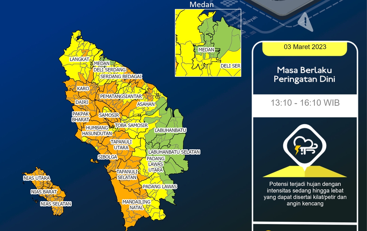 Peringatan Dini Cuaca Wilayah Sumatera Utara