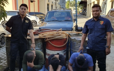 3 Pelaku Penimbunan Solar Tertunduk Lesu Diringkus Polisi