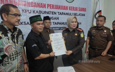 KPU dan Kejaksaan Tapsel Teken Kerjasama Bantuan Hukum
