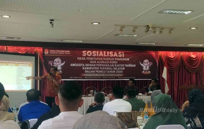 KPU Tapsel Sosialisasi Hasil Penetapan Dapil dan Alokasi Kursi Legislatif 2024