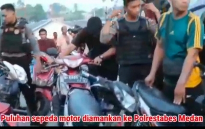 Polrestabes Medan Gerebek Gudang Sepeda Motor Curian, 28 Unit Disita
