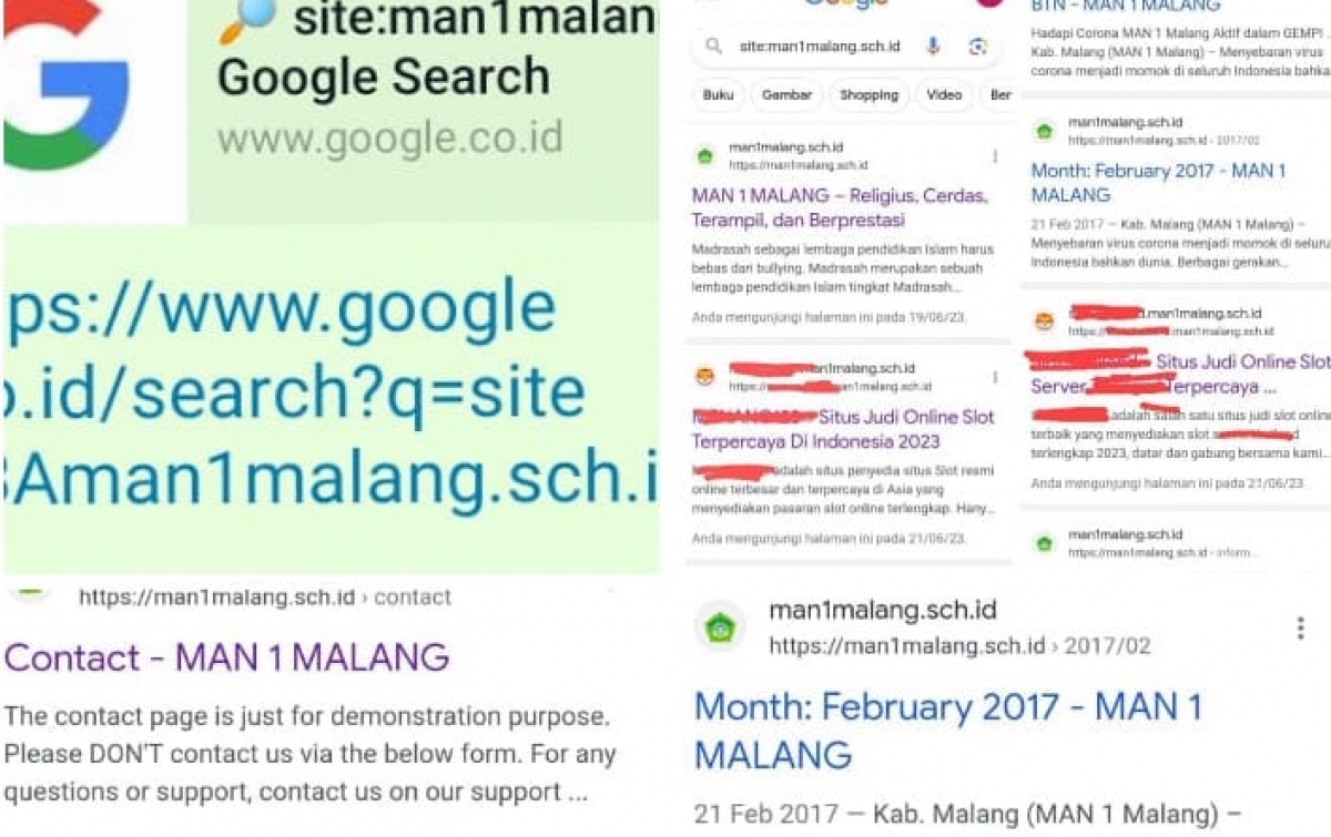 Hacker Bobol Situs Link MAN 1 Malang dengan Situs Judi Online