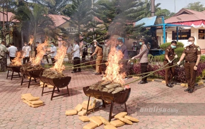 113 Kg Ganja dan 19 Kg Sabu Dimusnahkan