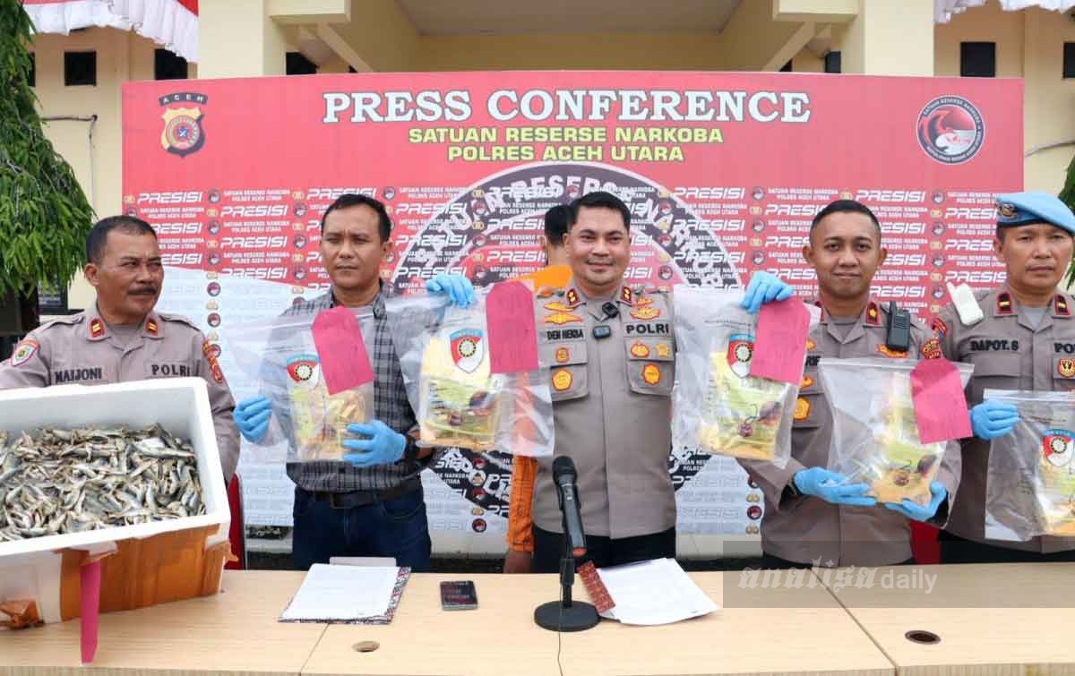 Polres Aceh Utara Gagalkan Pengiriman 6 Kg Sabu ke Medan, Dibungkus Paket Ikan Asin