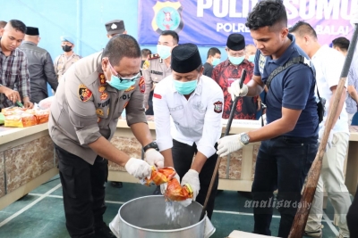 Polres Tanjungbalai Musnahkan Barang Bukti Berbagai Jenis Narkoba