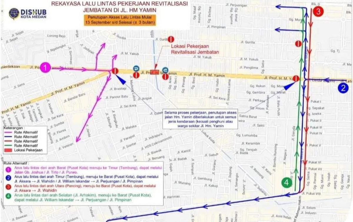 Jembatan Jalan HM Yamin dan Abdullah Lubis Direvitalisasi, Warga Diimbau Gunakan Jalur Alternatif