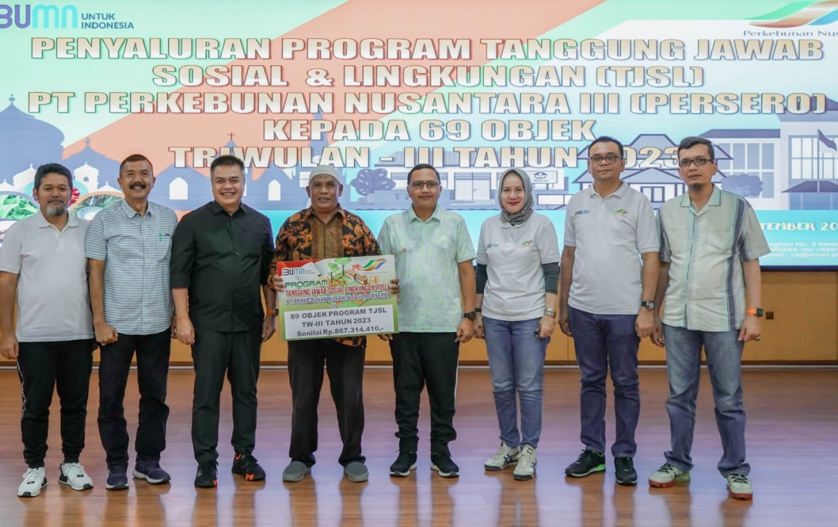 PTPN III Salurkan Dana Program TJSL Triwulan III 2023 kepada 69 Objek Penerima